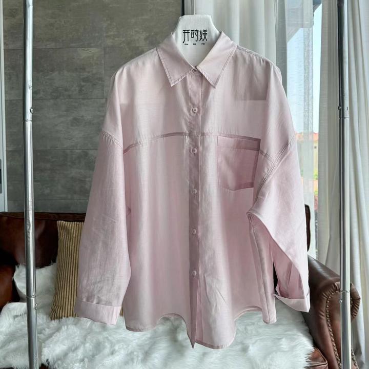 6156【云小院甄选】夏季防晒衬衫宽松版型长袖时尚休闲百搭纯色