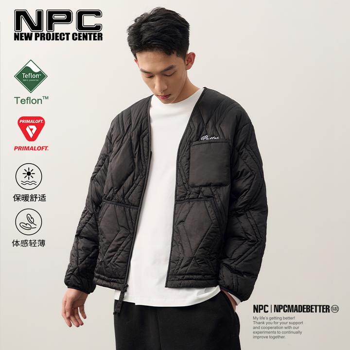 NPC潮牌字母刺绣菱形绗缝【P棉】拉链棉服开衫男三防外套NP49PJ09