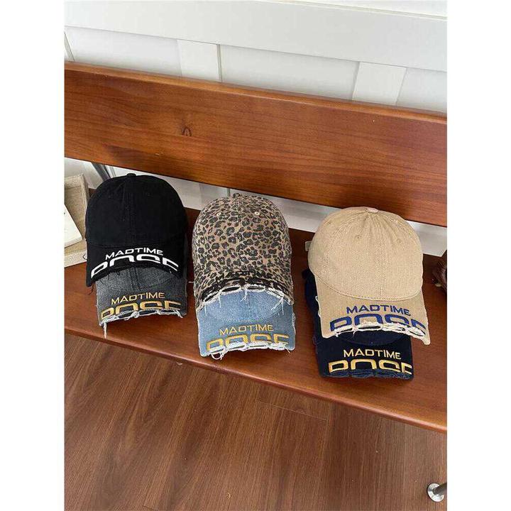 2024新款断檐刺绣磨边棒球帽女百搭水洗做旧鸭舌帽男王安宇同款潮