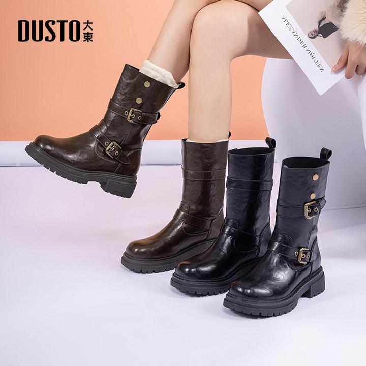 大东靴子女2025秋冬流行小短靴厚底增高英伦小个子中筒女靴002228