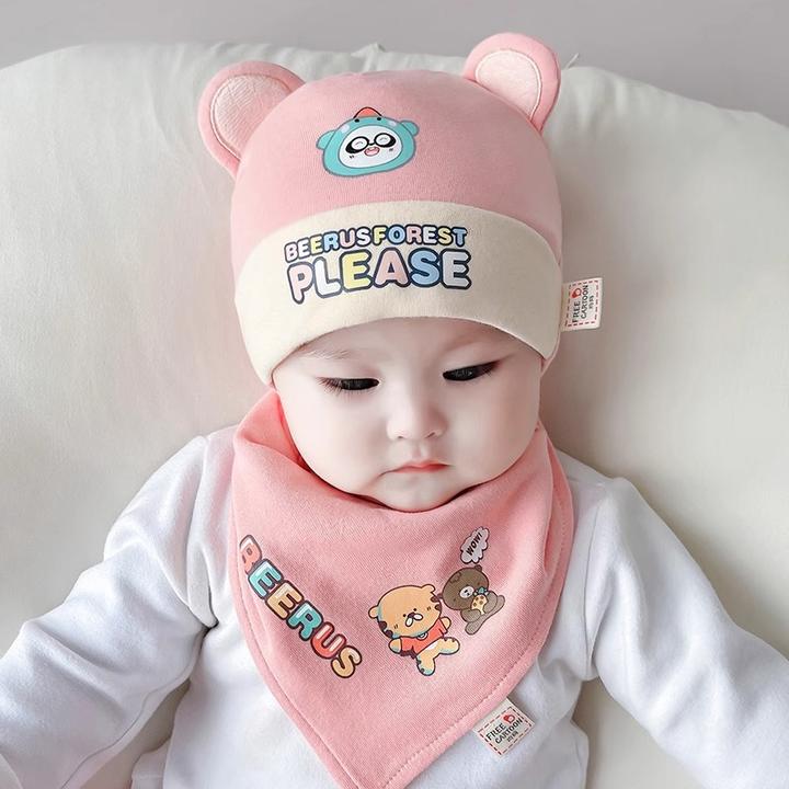 春秋款胎帽棉质秋新生儿婴儿帽子秋冬婴儿男女宝宝囟门帽 3-9个月