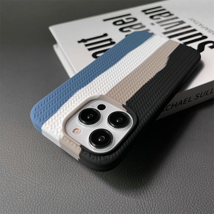 新款iPhone16promax手机壳拼色编织纹适用苹果15/12液态硅胶14