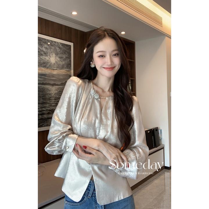 (子贤专属)秋装新款小衫女设计感上衣显瘦洋气9668