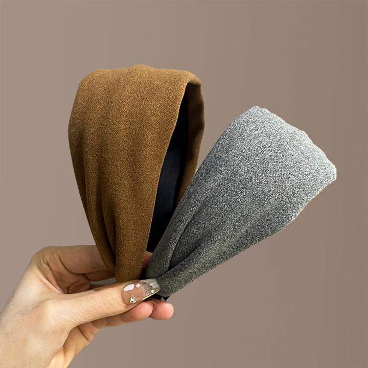 韩国简约宽边发箍女2025新款纯色高级感高颅顶针织头箍百搭头饰女