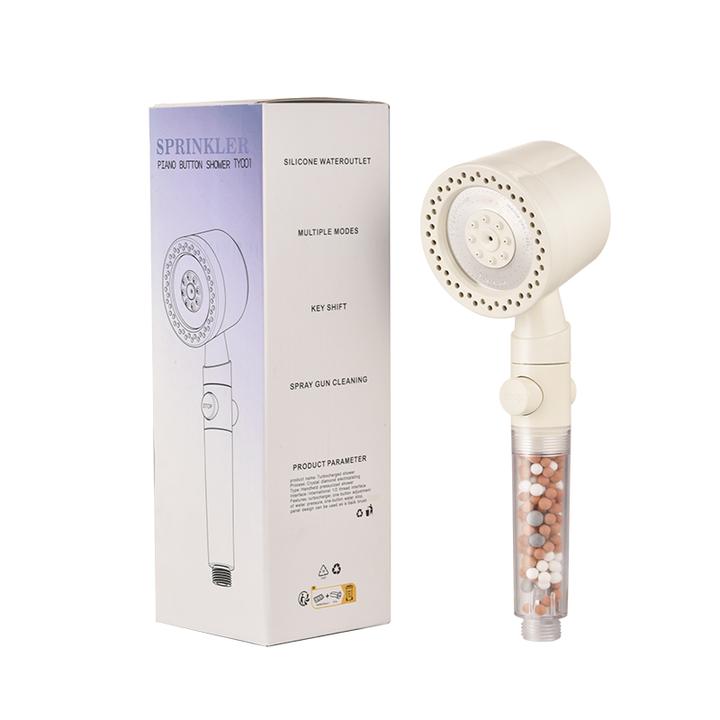 负离子高端强劲六档增压花洒喷头一键止水洗澡过滤浴霸花洒喷头