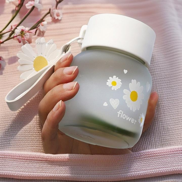 简约便携夏季小容量迷你杯子小雏菊玻璃杯夏天日式可爱网红水杯女