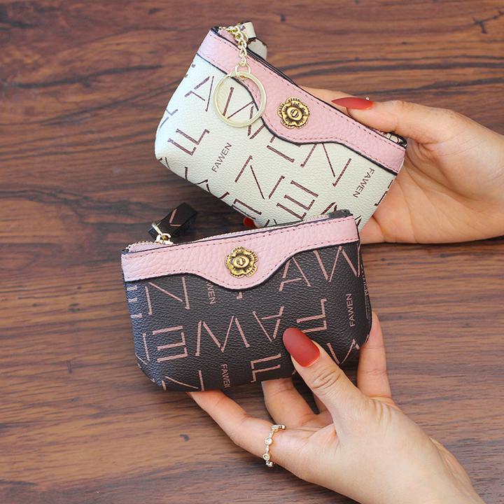 新款高档精致拉链零钱包印花百搭女士手拎包小包迷你实用小巧皮夹