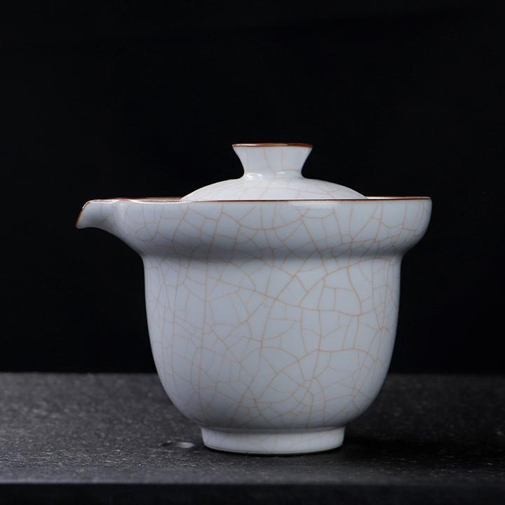 凝香阁开片月白汝窑手抓壶大号家用陶瓷不烫手盖碗日式宝瓶泡茶壶