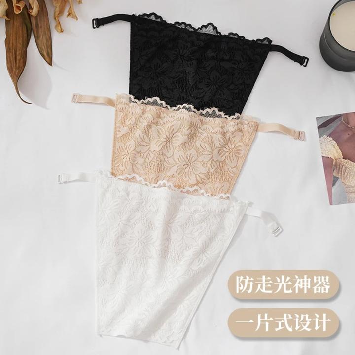 抹胸双层蕾丝遮胸一片式防走光打底神器薄款护胸遮胸内搭胸挡胸布