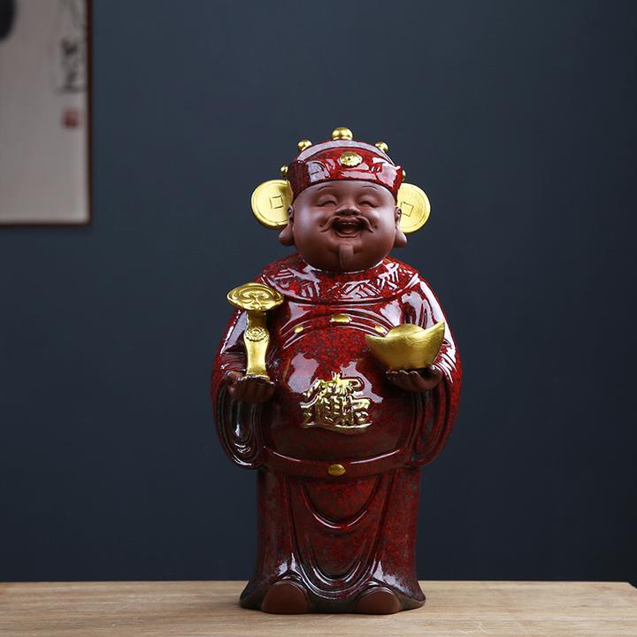 文财神陶瓷摆件家用招财家居饰品中式客厅书房萌趣桌面摆设送礼