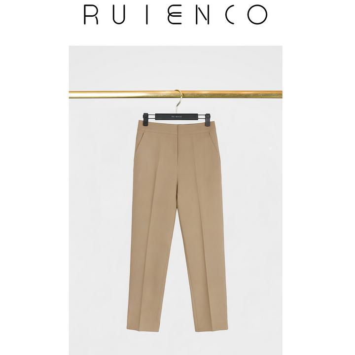 RuienCo.石原里美 溢彩双层TR时尚百搭小开衩秋小脚西裤