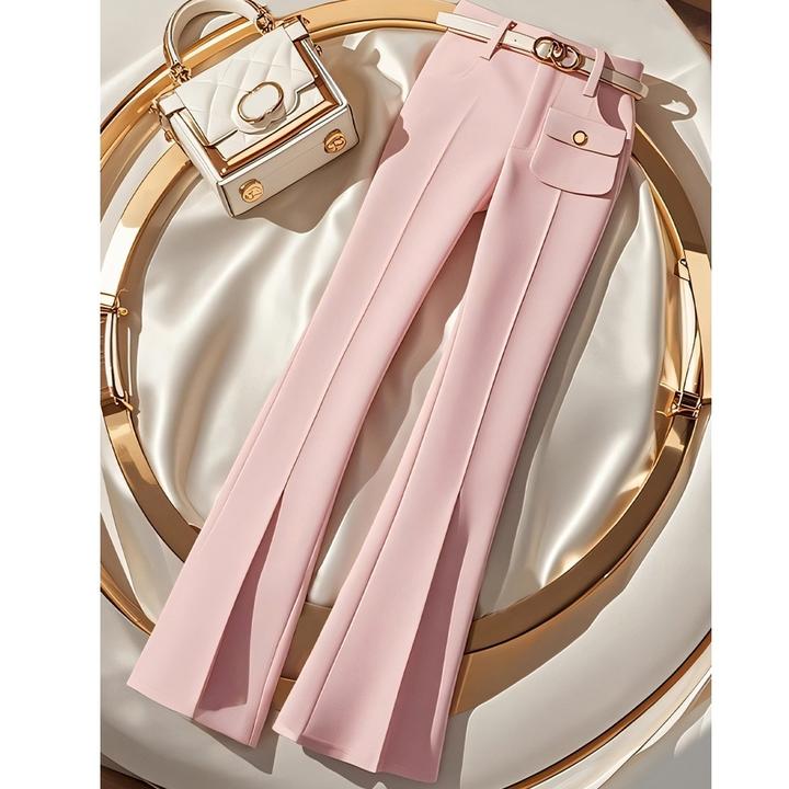 2025新款今年流行爆款粉色裤子显瘦显高休闲高腰喇叭窄版长裤秋季