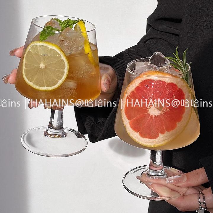 ins个性高脚杯玻璃杯冷泡透明杯果汁杯鸡尾酒杯洋酒杯杯子饮料杯