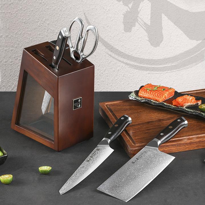 【匠心手作·宋·大马士革5件套】张小泉大师套刀紫光檀木刀柄