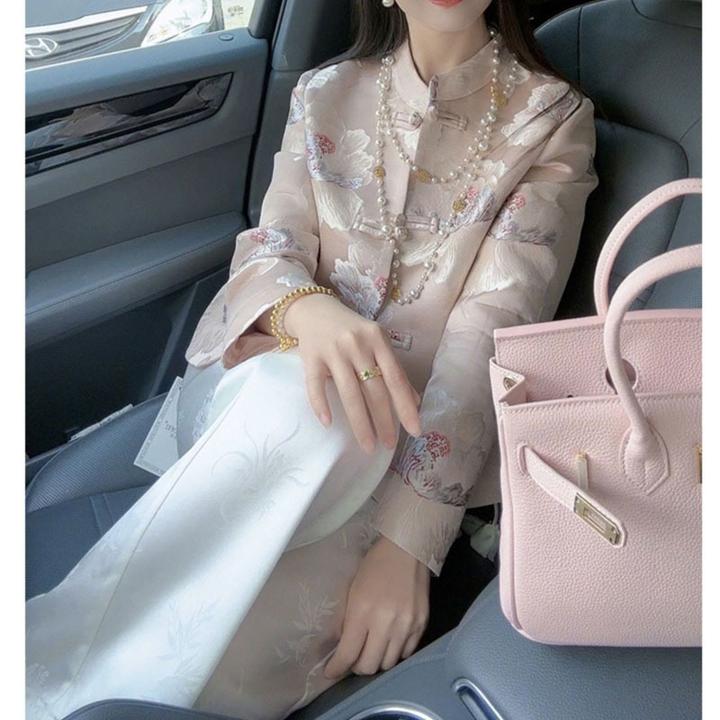 Chic Lady衣橱-温柔风改良版盘扣上衣春秋季新款裤子套装新中式