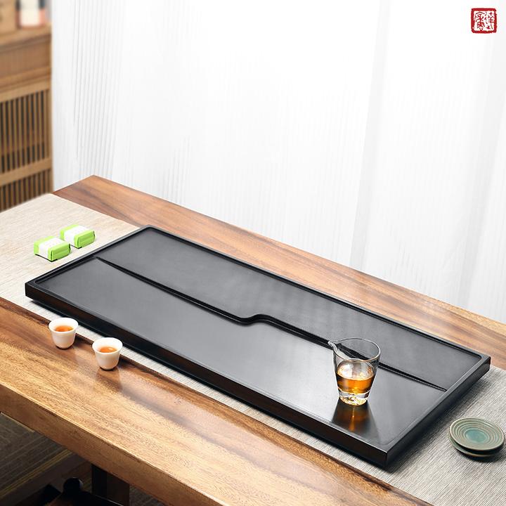 【老矿天罗绿】芥末天然天罗绿紫檀石茶盘干湿分离家用整块石茶盘