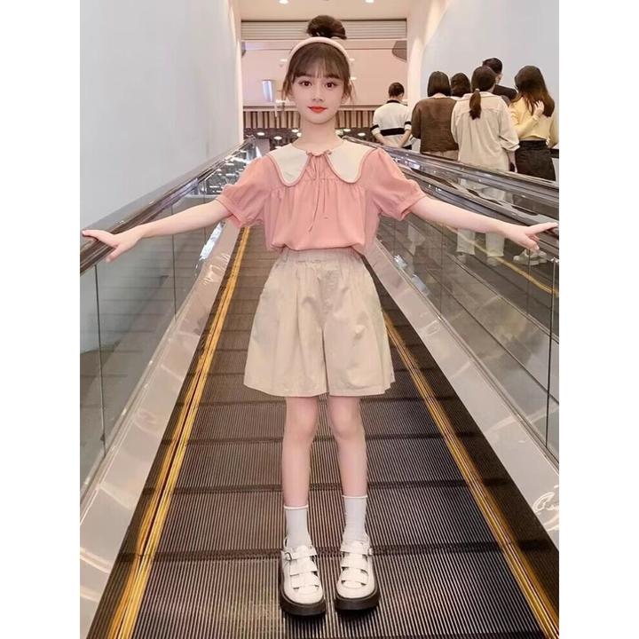 巴拉扣扣女童套装夏款2025新款儿童洋气韩版时髦夏装薄款中大童