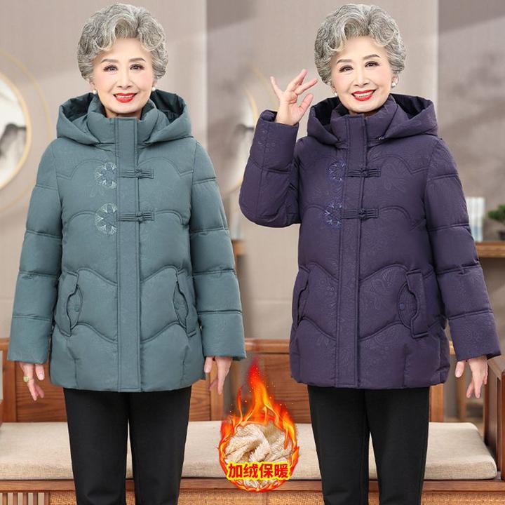 奶奶冬装妈妈棉袄加绒新款中老年加厚棉服冬季外套棉衣