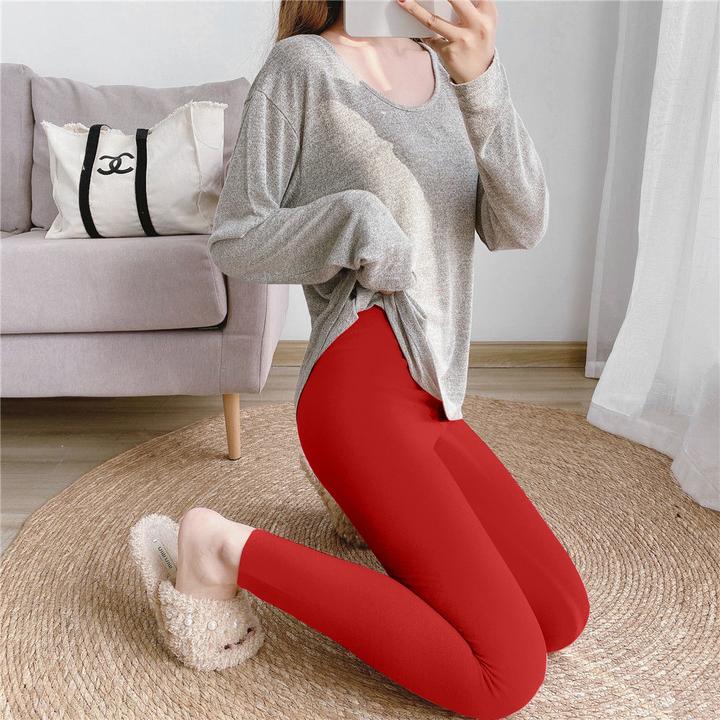 大码宽松德绒秋裤女士高腰紧身内搭显瘦时尚美体秋冬季纤维防寒裤