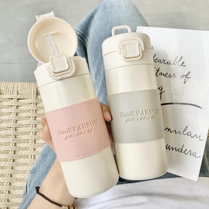 学生高颜值吸管ins清新耐热保温杯女便携泡花茶杯子男简约水杯