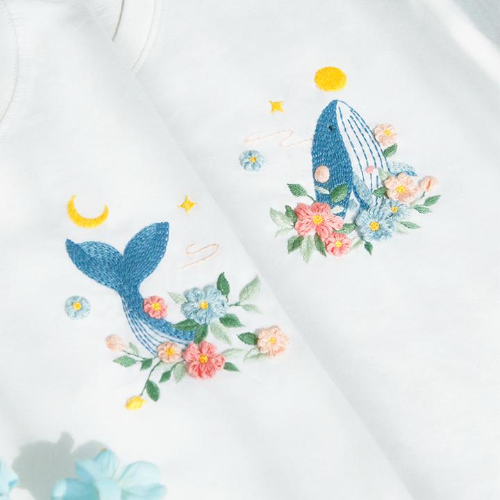 刺绣手工diy材料包简单制作绣花卡通图案情侣T恤走心礼物送男友