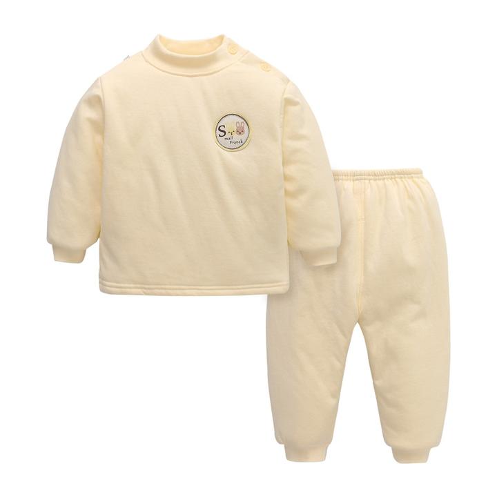 秋冬薄棉保暖套装打底宝宝外出棉服贴身睡衣家居宝宝冬睡衣内衣套