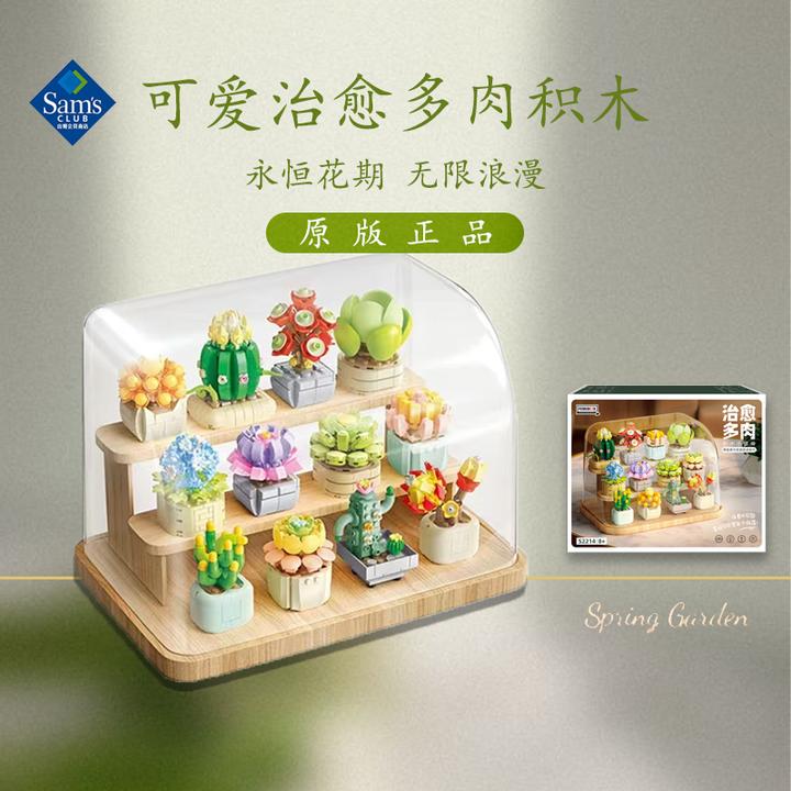 费米治愈多肉山姆同款植物盆栽创意居家积木花束DIY拼搭玩具女生