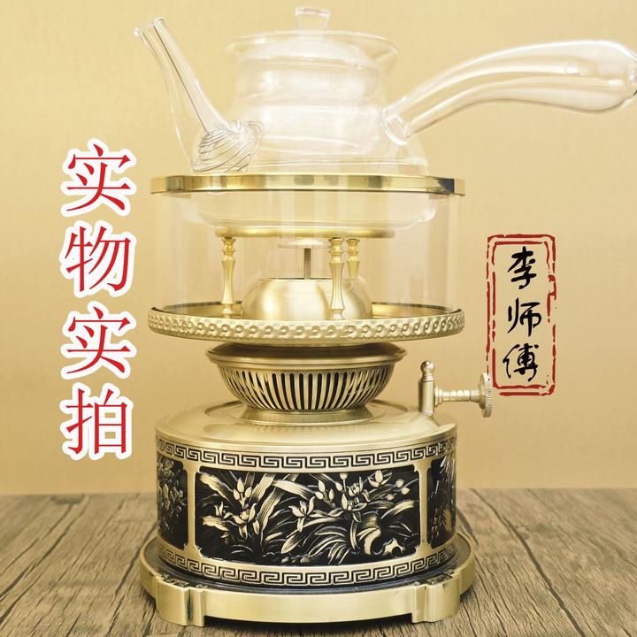 新款潮汕客厅空气茶灯纯黄铜中式灯烧水煮茶炉潮汕灯厂家直销茶炉