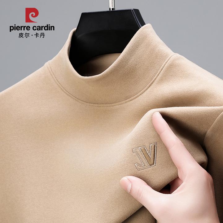 皮尔卡丹高端双面德绒打底衫男士春秋冬季2024新款半高领长袖t恤