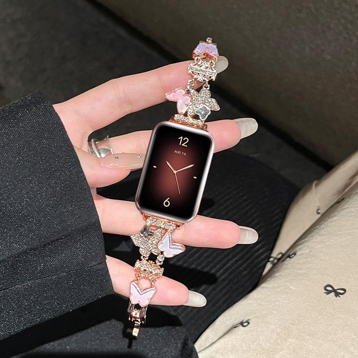 适用小米手环9Pro表带新品Xiaomi9Pro蝴蝶皇冠镶钻手链腕带高级女