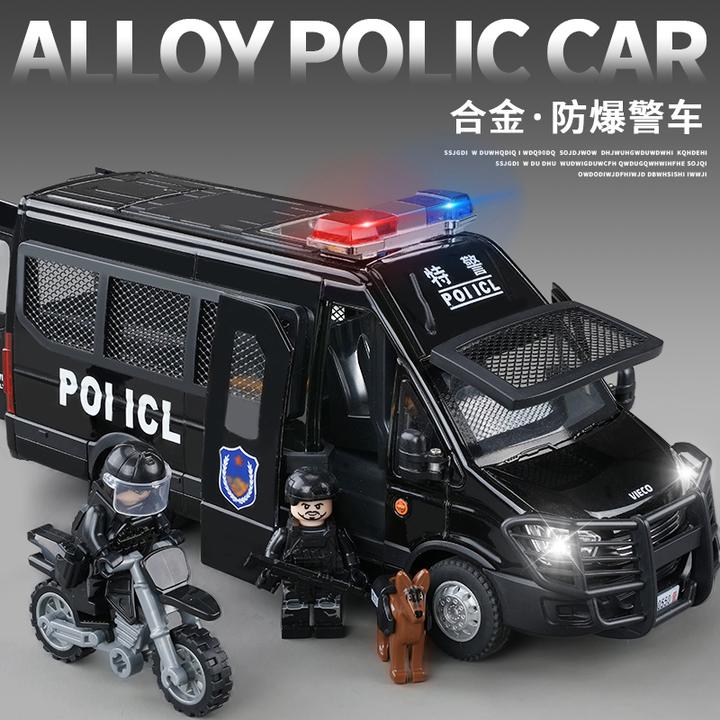 大号合金警车玩具六开门特警车儿童玩具装甲车防爆110公安警察车6