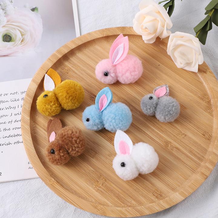 新款兔兔彩色卡通毛绒球鞋帽箱包服饰配件冰岛毛球兔