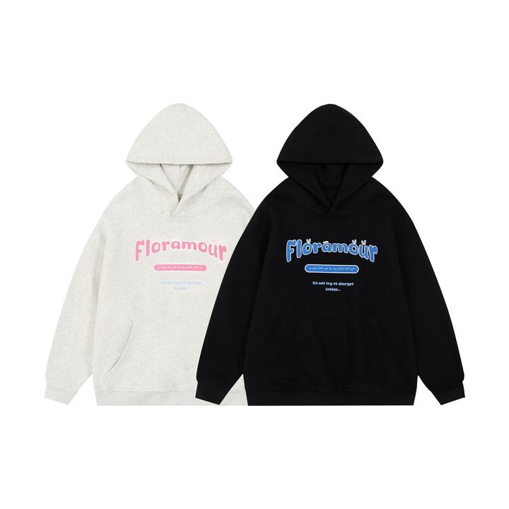 ins风小设计字母发泡长袖原创秋季松弛感秋冬连帽卫衣