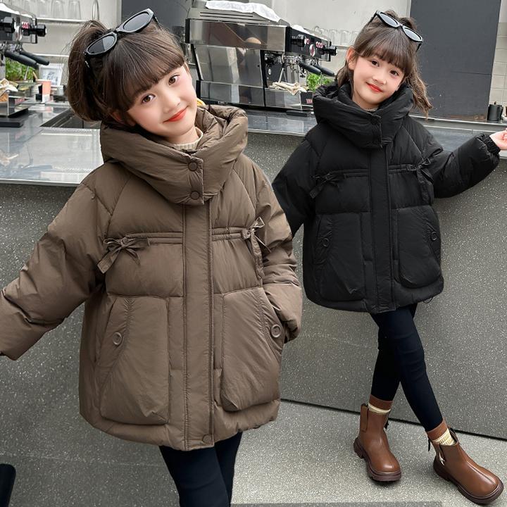 女童冬季加厚棉服2024新款6-12岁15岁中大童洋气时尚百搭棉衣外套