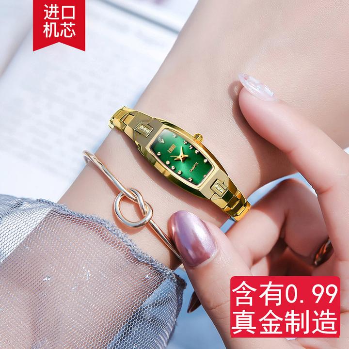 瑞士防水女士手表女2025新款名牌正品轻奢小众钨钢金色全自动女表