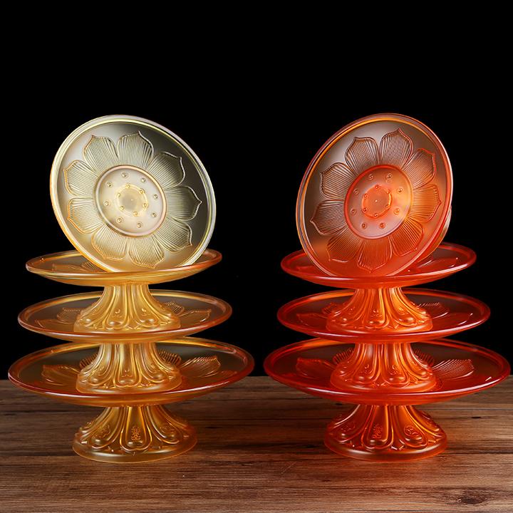 家用水果盘大号塑料盘创意材质供果盘贡盘高档客厅玻璃盘高脚盘