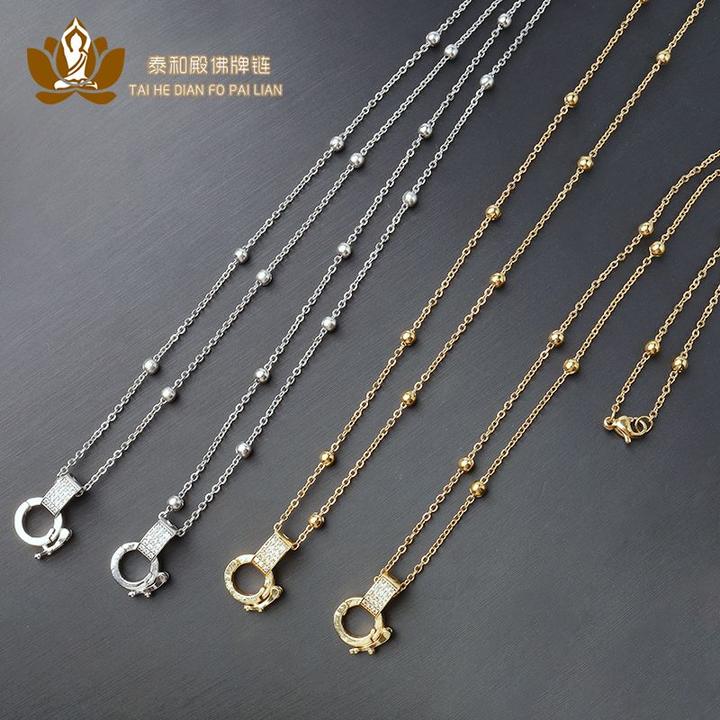 钛钢吊坠  佛牌链快拆扣挂牌方便单挂男女锁骨链子隔珠链百搭挂脖