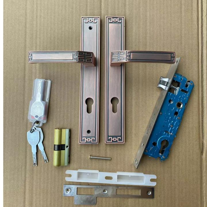 户外专用铝艺钢艺庭院门锁体上提反锁新中式双开门锁套装