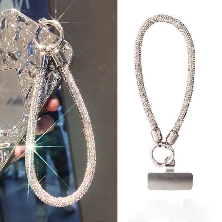 手机挂绳挂链夹片短款挂件高端奢华加粗水钻结实通用时尚手机挂链