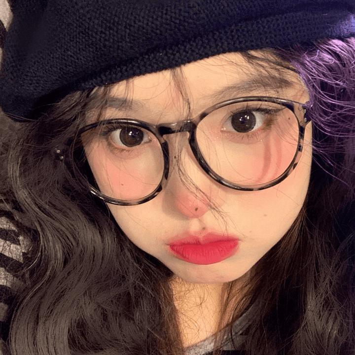 复古圆框豹纹眼镜框网红大框素颜神器方脸大脸显示ins韩版平光