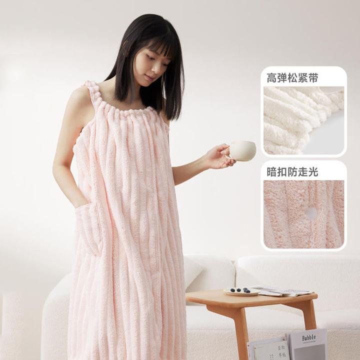 冀阳可穿浴巾抗菌家用可穿可裹珊瑚绒吸水浴裙洗澡浴衣速干浴袍
