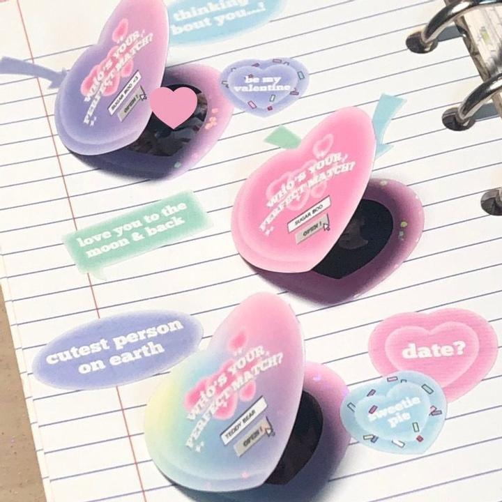 韩国ins风爱心闪闪相框型追星咕卡装饰贴纸爱豆证件照diy边框装饰