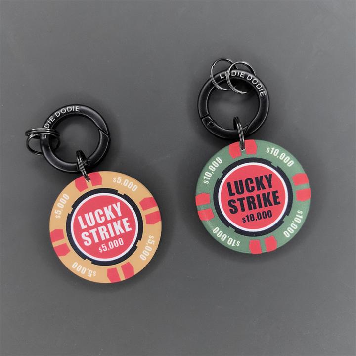 原创新款好运陶瓷筹码车钥匙扣男高级感美式包包牛仔裤挂件饰吊坠