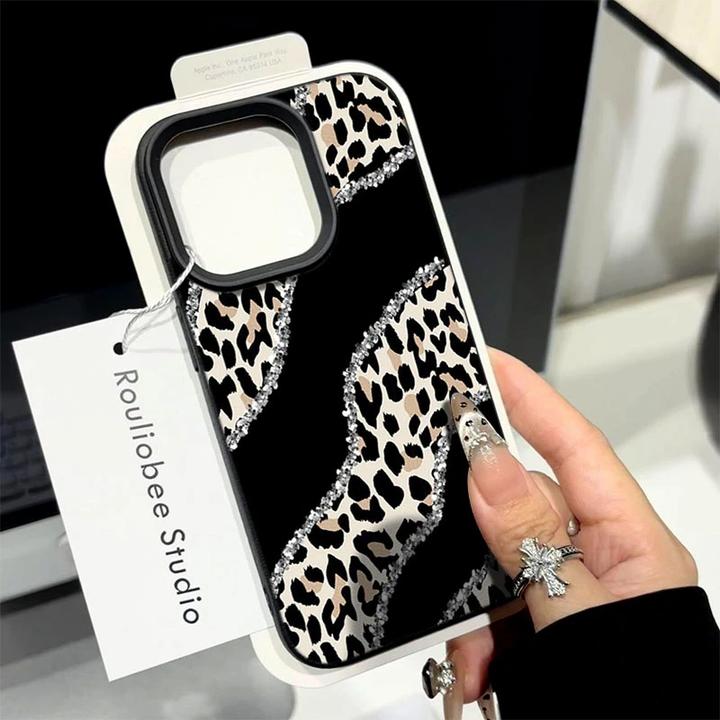 平面个性豹纹适用苹果16promax华为荔枝纹小米手机壳vivoOPPO高端