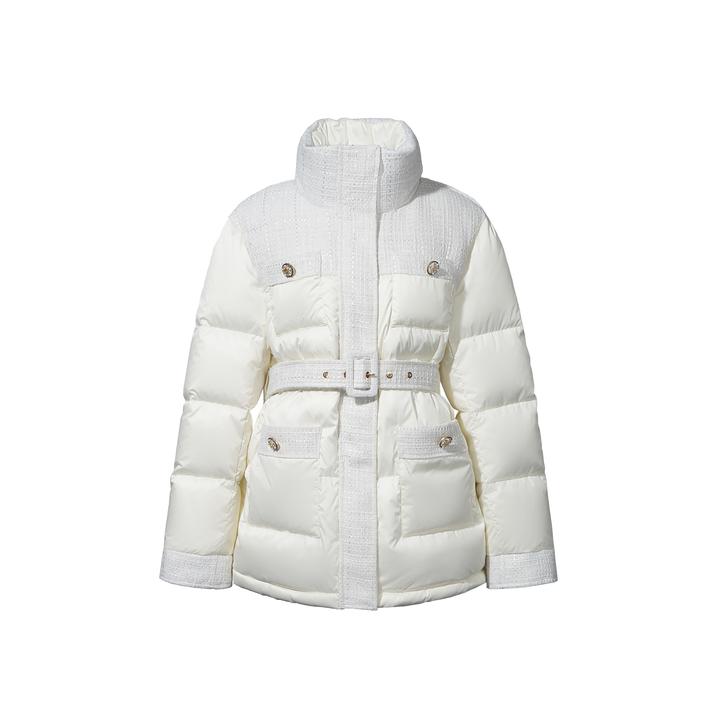 【井施】小香羽绒金丝细花呢拼接羽绒服8859