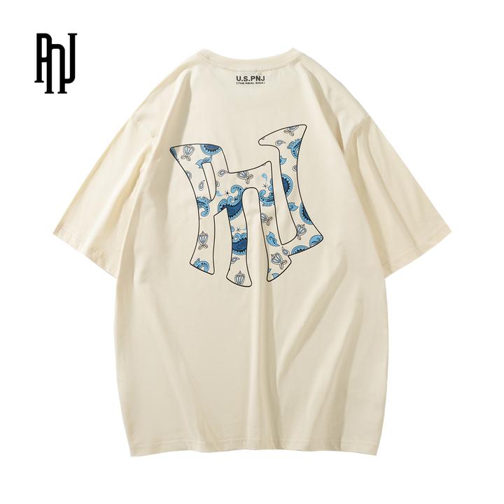 PNJ男女情侣纯棉半袖印花T恤夏季休闲运动时尚百搭宽松圆领