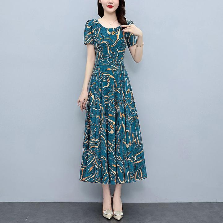 2024年春秋季新款高档碎花连衣裙大码女装胖mm收腰显瘦遮肚子长裙