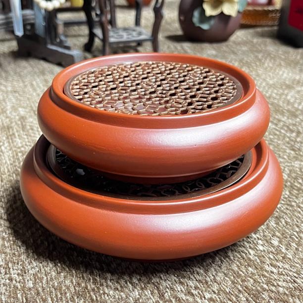 潮州手拉朱泥壶承蓄水可拆分紫砂茶壶底座茶托新中式养壶垫工夫茶