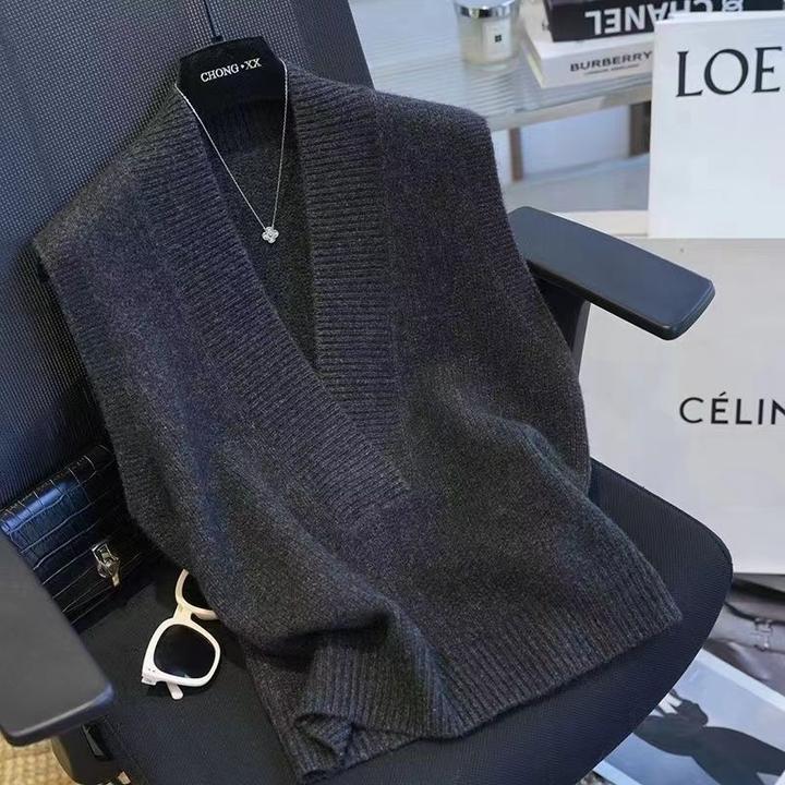 免烫V领冬季纯色透气中长款马夹韩版短款无袖上衣外穿洋气衣服女