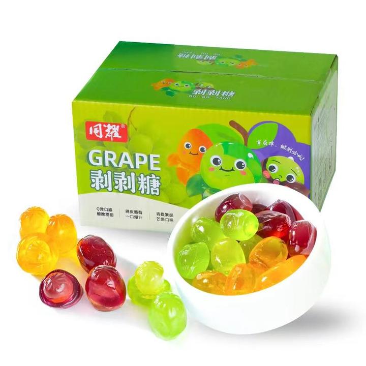 同耀剥皮夹心软糖芒果葡萄青提味高颜值水果糖零食节糖果笋
